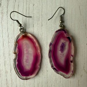 Purple Agate Slice Earrings